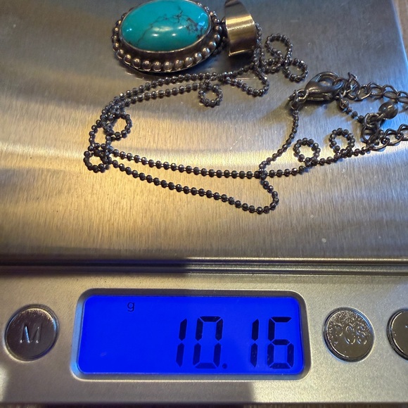 Turquoise and Sterling silver 925 Pendant Necklace - Picture 3 of 5